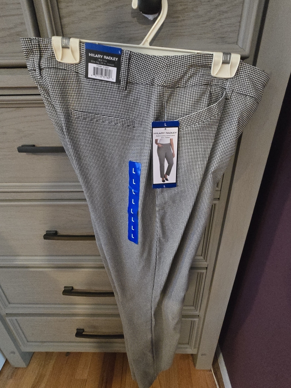 Hilary Radley Men's Black and White Micro Houndstooth Dress Pants